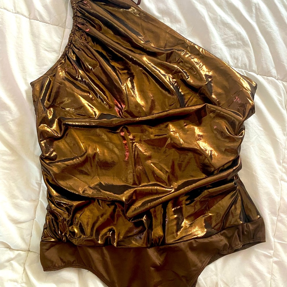 Taking the prize  one shoulder bodysuit -Bronze